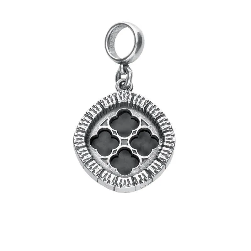 Sterling Silver Whitby Jet Tubed Whitby Abbey Charm sold by Jura Watches