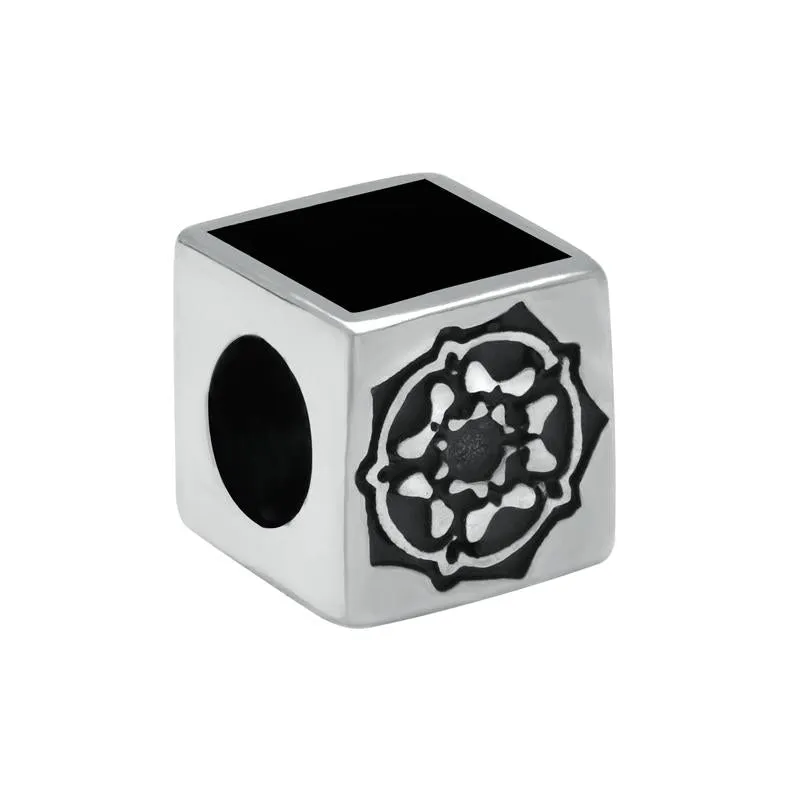 Sterling Silver Whitby Jet Rose Cube Charm sold by Jura Watches