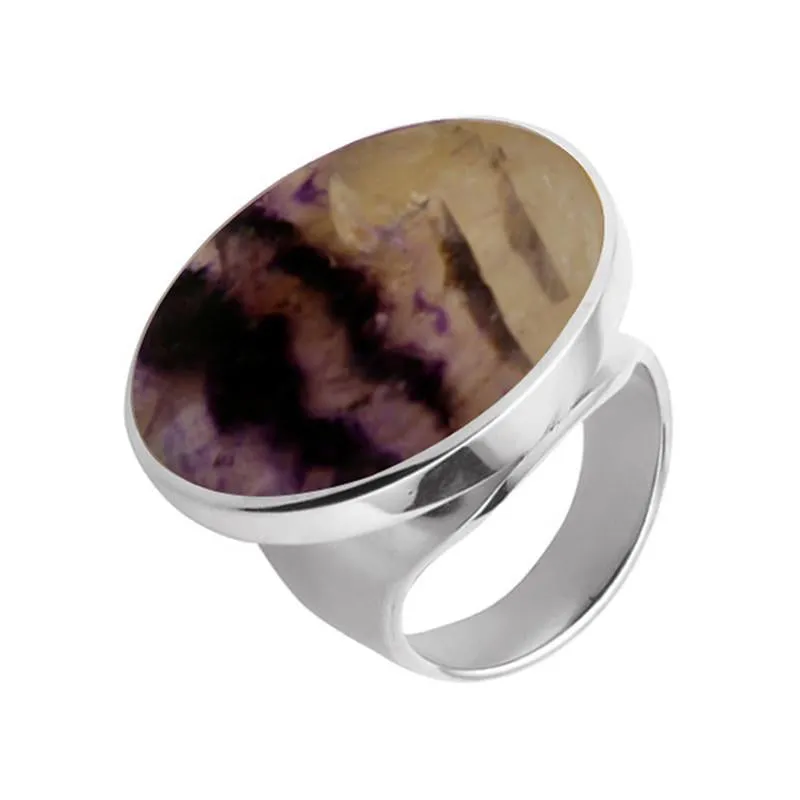 Sterling Silver Blue John Medium Round Stone Ring sold by Jura Watches