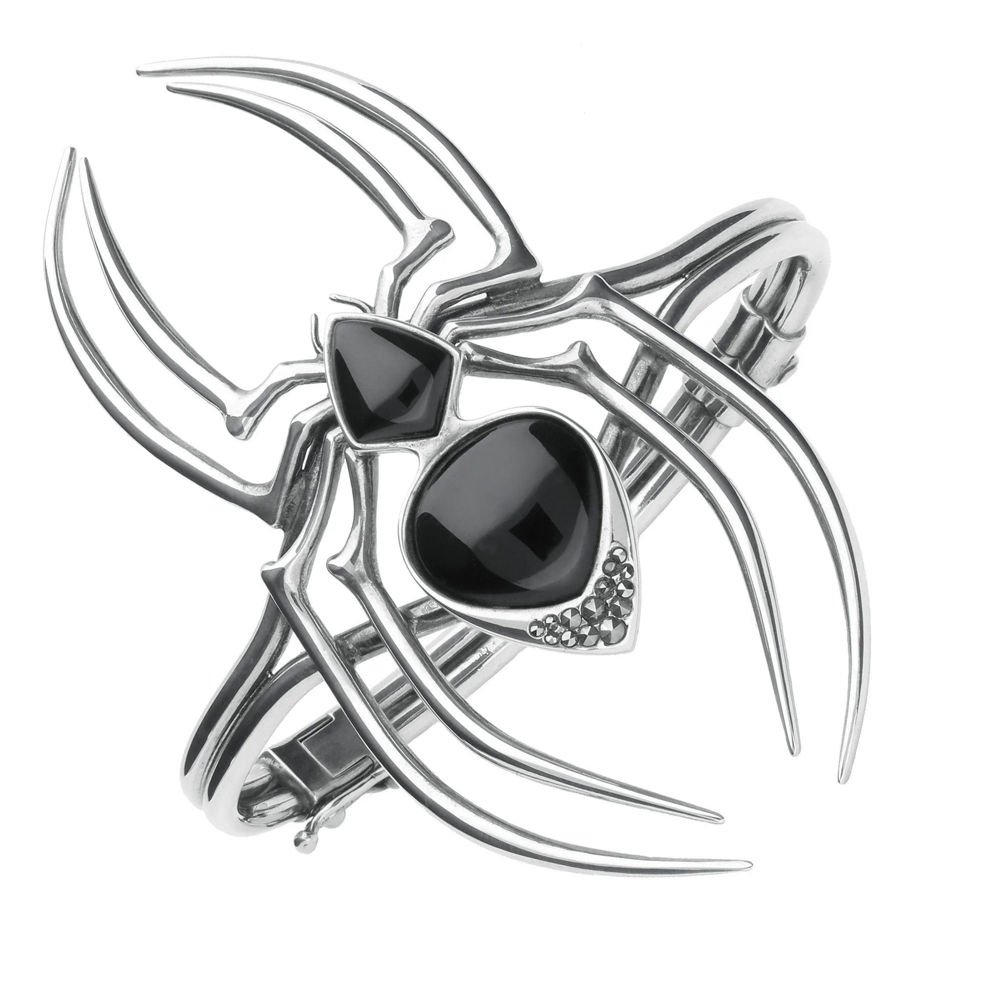 Sterling Silver Whitby Jet & Marcasite Gothic Spider Bangle sold by Jura Watches product image thumbnail 2