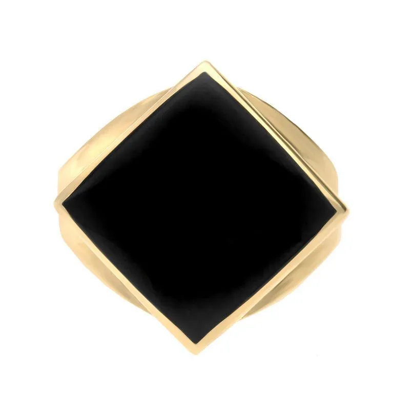 9ct Yellow Gold Whitby Jet Small Rhombus Ring sold by Jura Watches