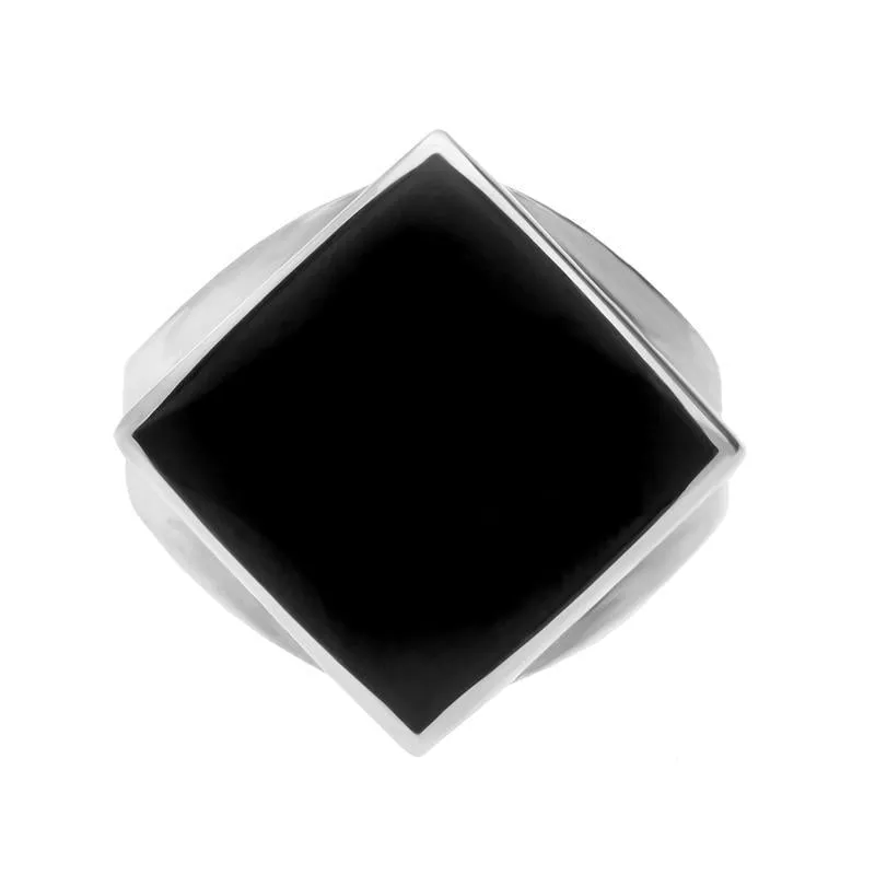 Sterling Silver Whitby Jet Small Rhombus Ring sold by Jura Watches