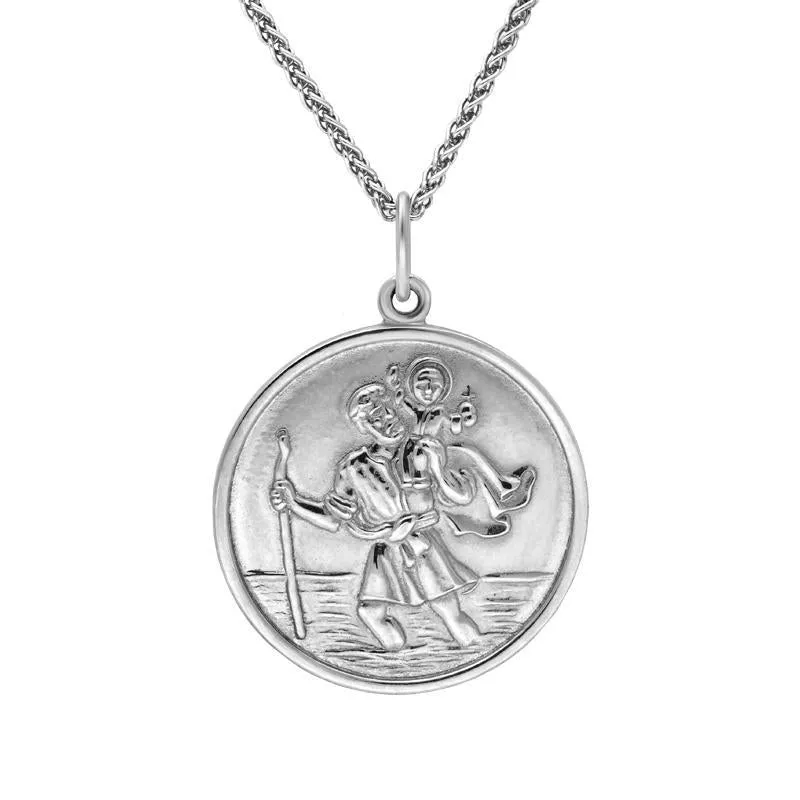 Sterling Silver Round Saint Christopher Large Necklace sold by Jura Watches