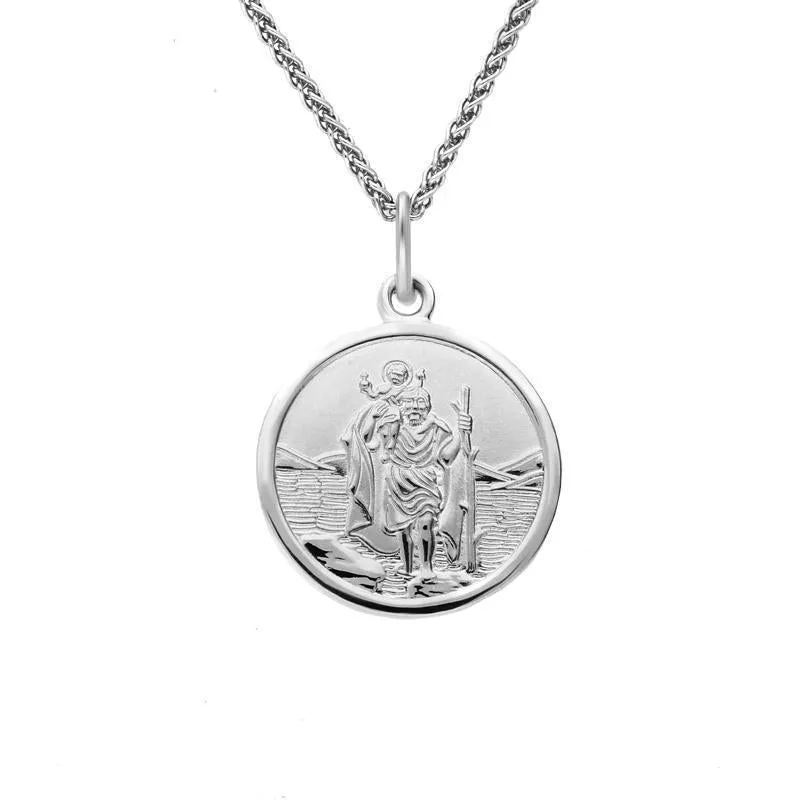 Sterling Silver Round Saint Christopher Medium Necklace sold by Jura Watches