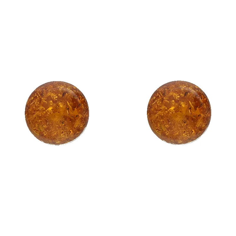 Sterling Silver Baltic Amber Orange 7mm Ball Stud Earrings sold by Jura Watches