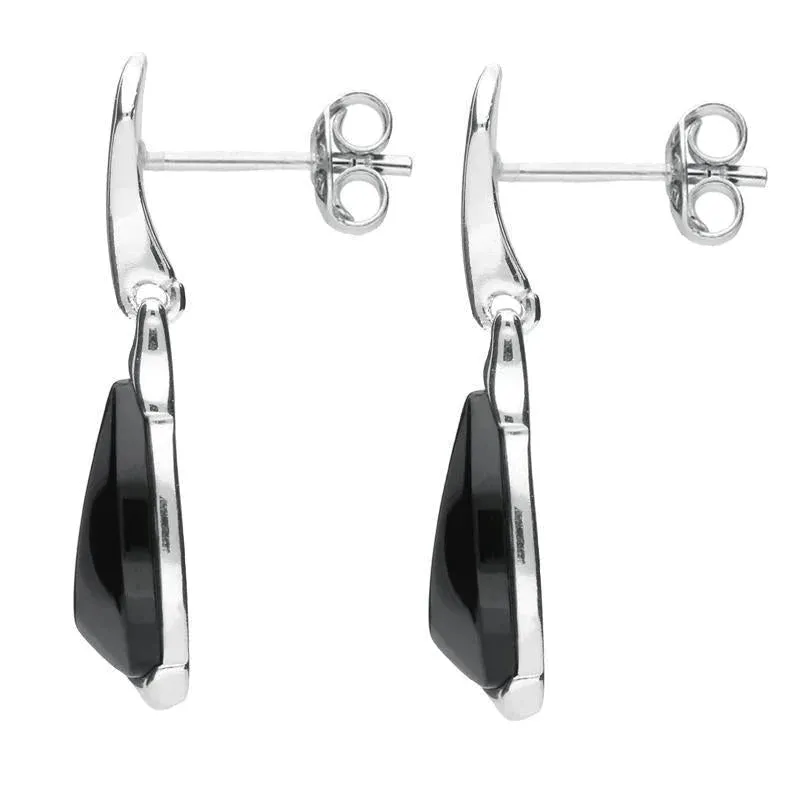 Sterling Silver Whitby Jet Curved Triangle Drop Earrings sold by Jura Watches product image thumbnail 2