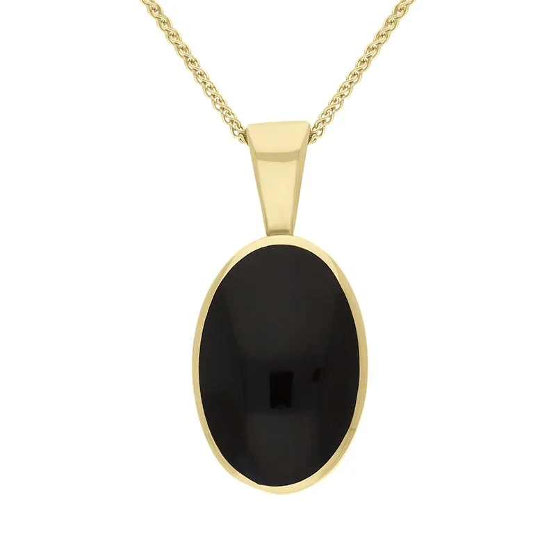 9ct Yellow Gold Whitby Jet Oval Necklace sold by Jura Watches