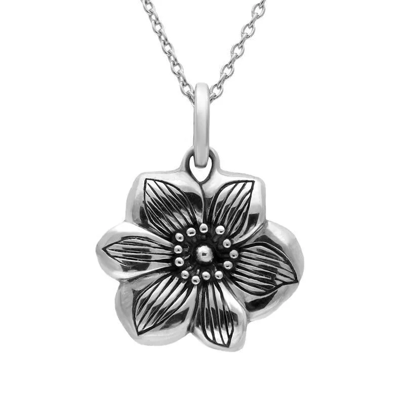 Sterling Silver Oxidised Flower Necklace D sold by Jura Watches