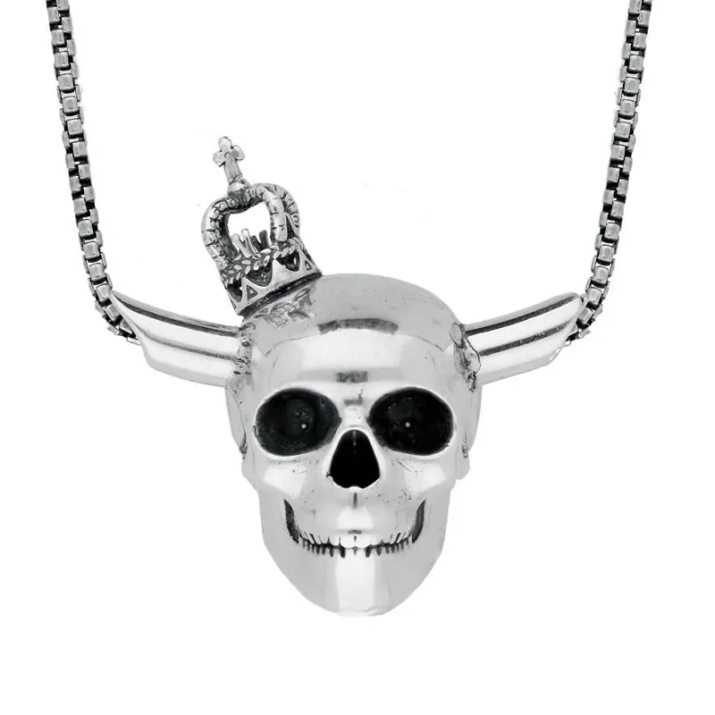 Sterling Silver Skull Horns Crown Necklace sold by Jura Watches