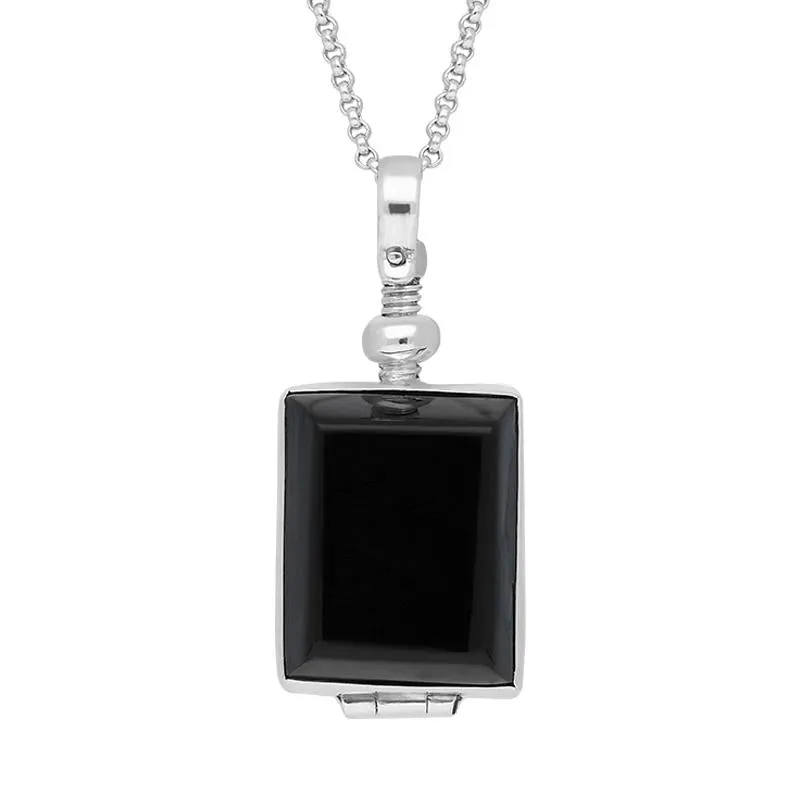 Sterling Silver Whitby Jet Glass Rectangular Locket D sold by Jura Watches