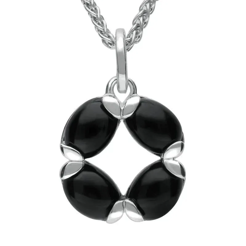 Sterling Silver Whitby Jet Oval Four Stone Necklace sold by Jura Watches