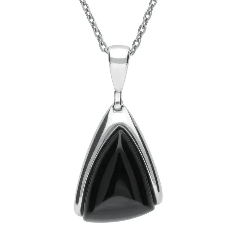 Sterling Silver Whitby Jet Abstract Triangle Necklace sold by Jura Watches