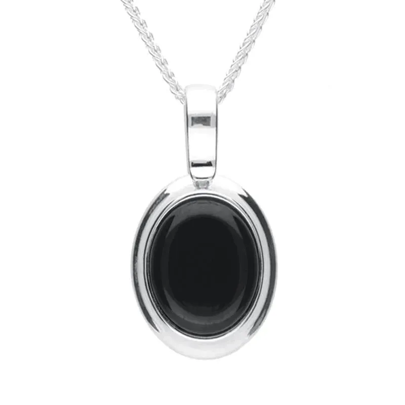 Sterling Silver Whitby Jet Oval Necklace sold by Jura Watches