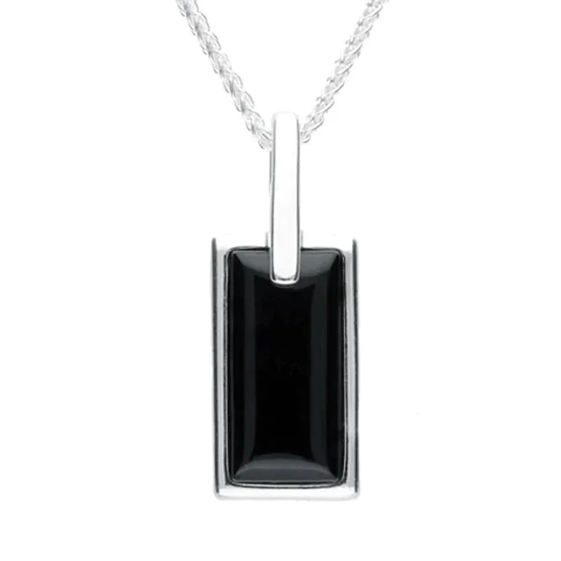 Sterling Silver Whitby Jet Heritage Rectangle Necklace sold by Jura Watches