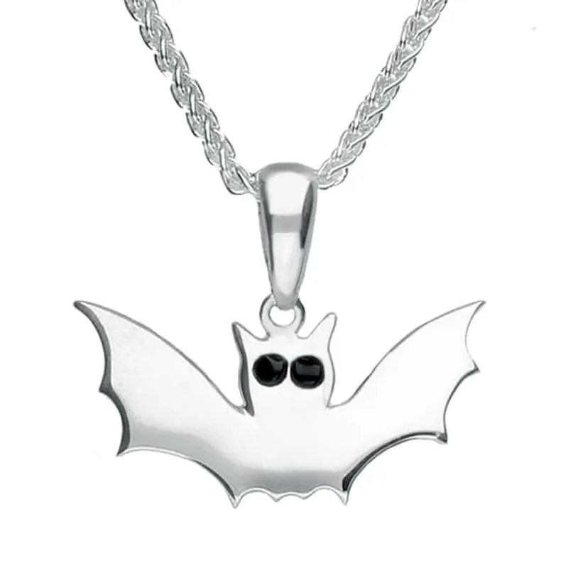 Sterling Silver Whitby Jet Small Bat Necklace sold by Jura Watches