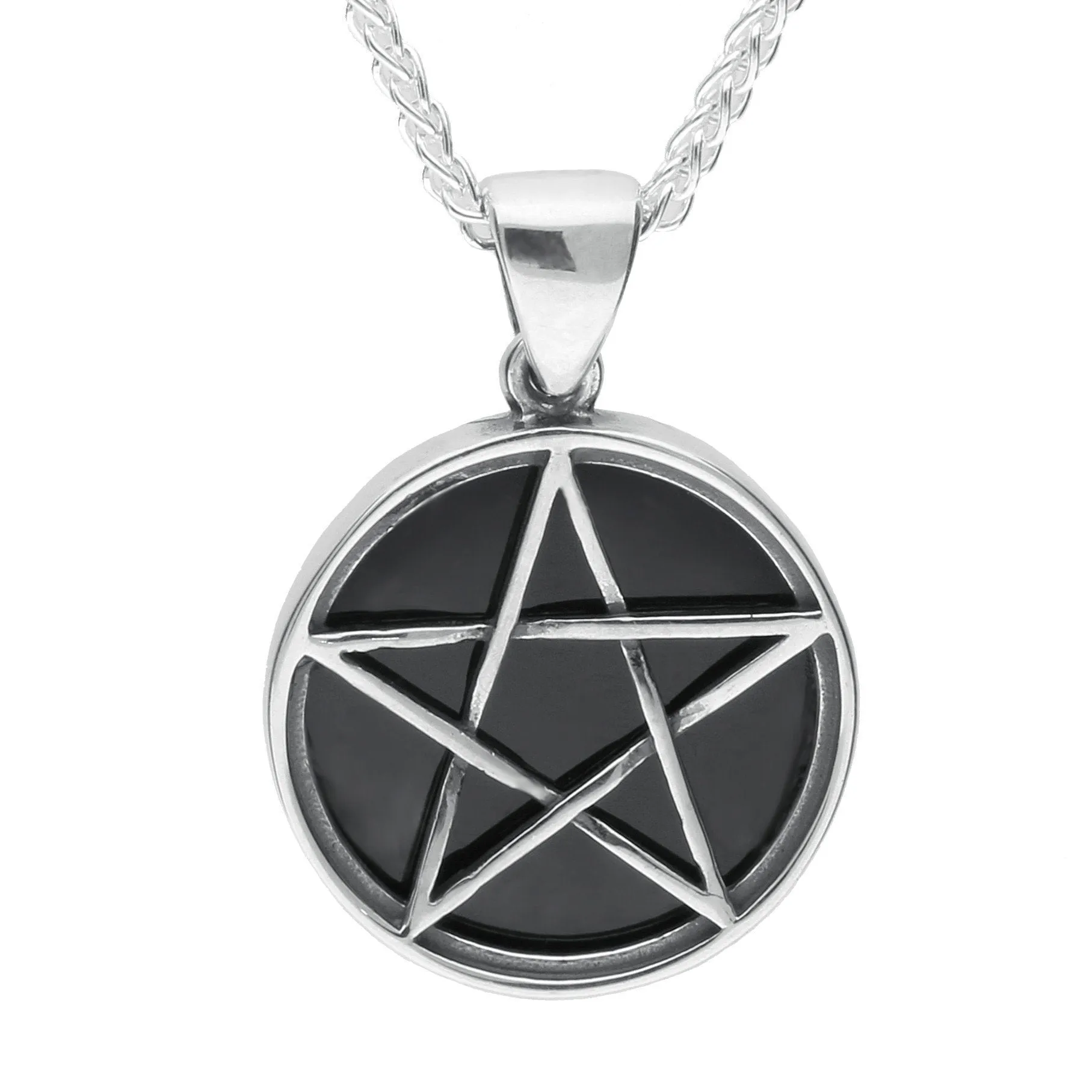 Sterling Silver Whitby Jet Small Pentagram Necklace sold by Jura Watches