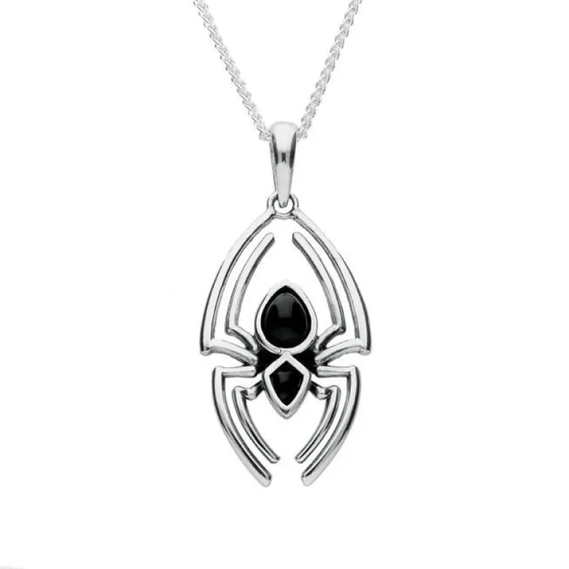 Sterling Silver Whitby Jet Spider Necklace sold by Jura Watches