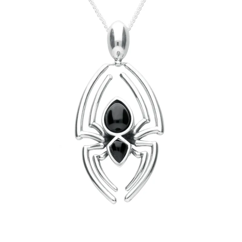 Sterling Silver Whitby Jet Spider Necklace sold by Jura Watches