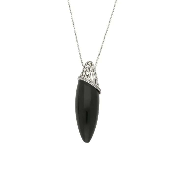 Platinum Diamond and Whitby Jet  Cosmic Large Necklace made by C.W. Sellors
