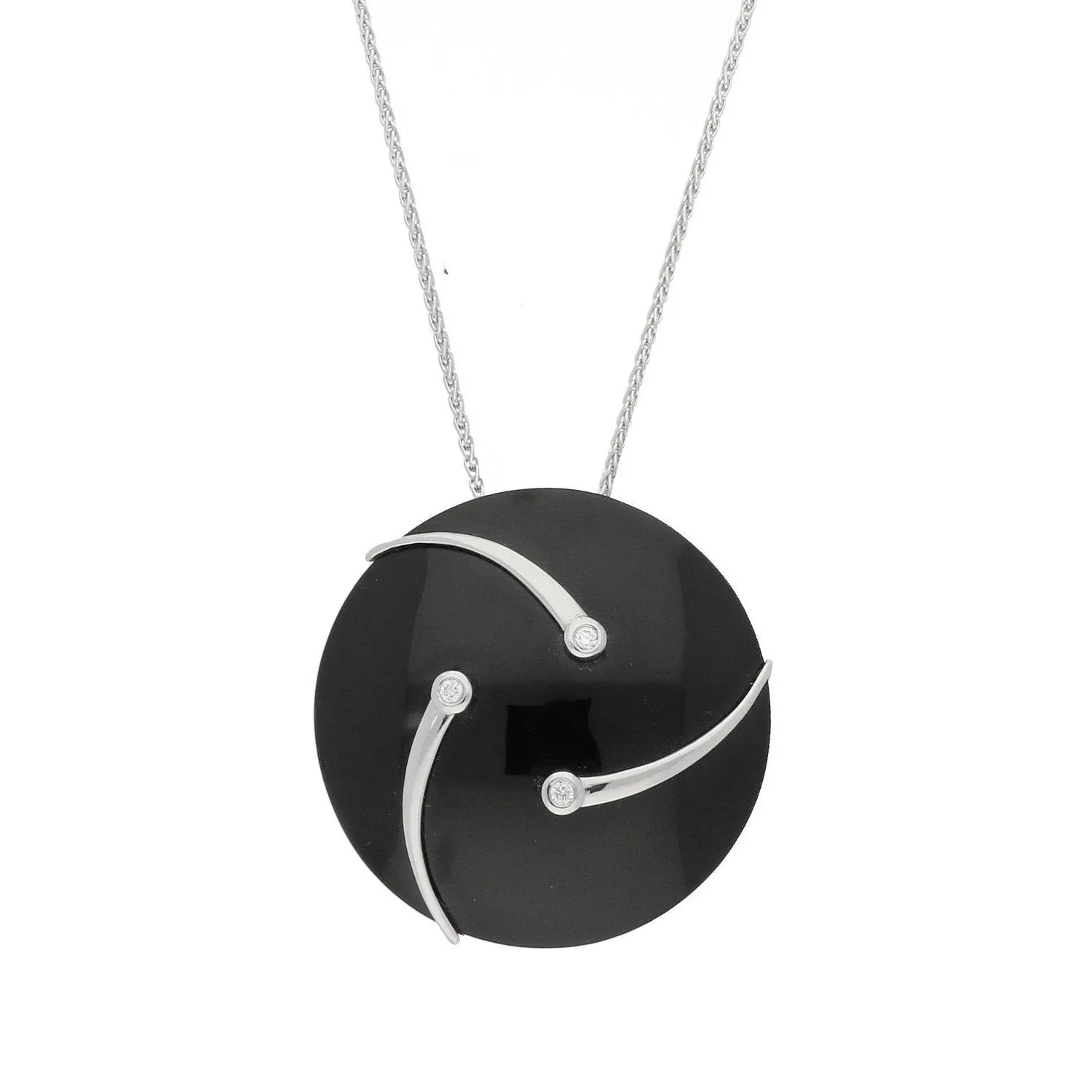 Platinum Diamond and Whitby Jet Shooting Stars Necklace sold by Jura Watches