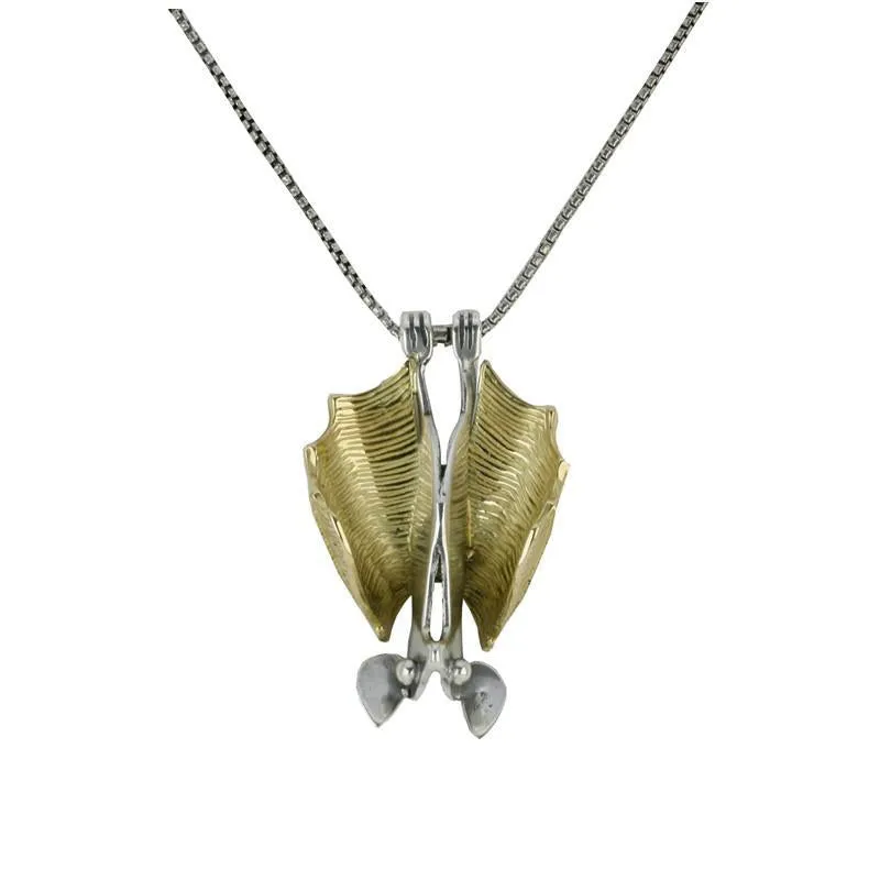 18ct Yellow Gold and Silver Upside Down Bat Small Necklace sold by Jura Watches