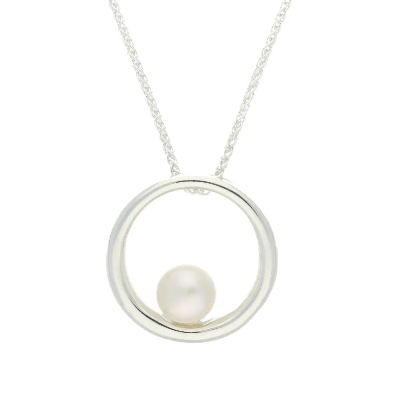 Sterling Silver Freshwater Pearl Circle Necklace D sold by Jura Watches
