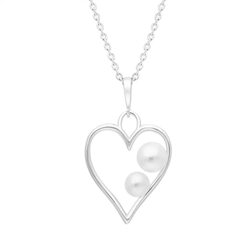 Sterling Silver Pearl Heart Necklace D sold by Jura Watches