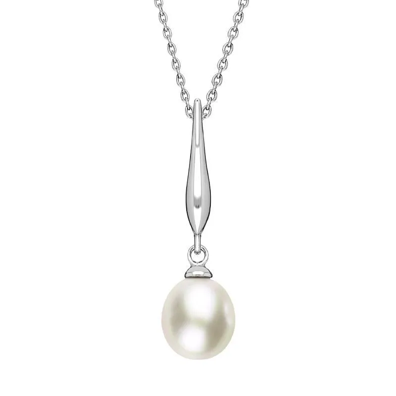 Sterling Silver Freshwater Pearl Drop Necklace sold by Jura Watches