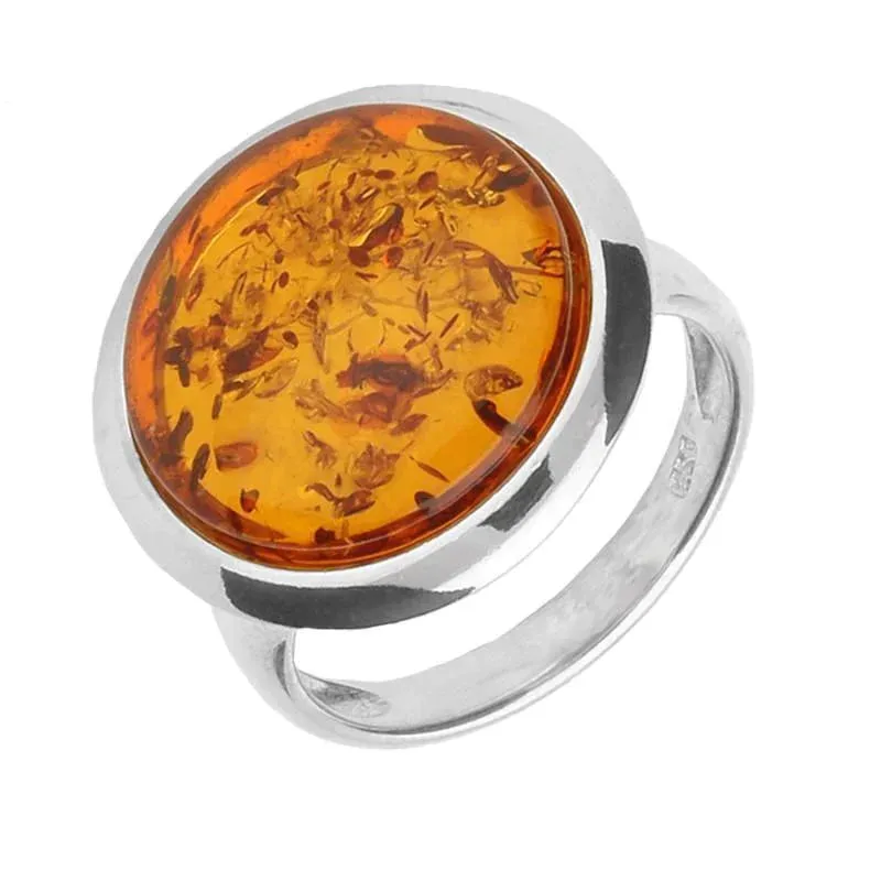 Sterling Silver Amber Round Ring sold by Jura Watches