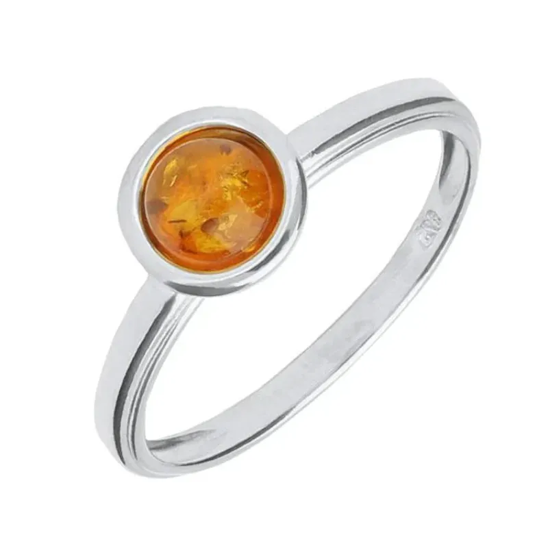 Sterling Silver Amber Round Cut Stacking Ring sold by Jura Watches