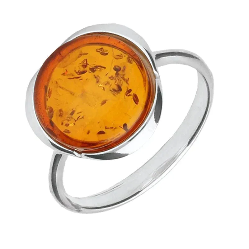 Sterling Silver Amber Round Tapered Ring sold by Jura Watches