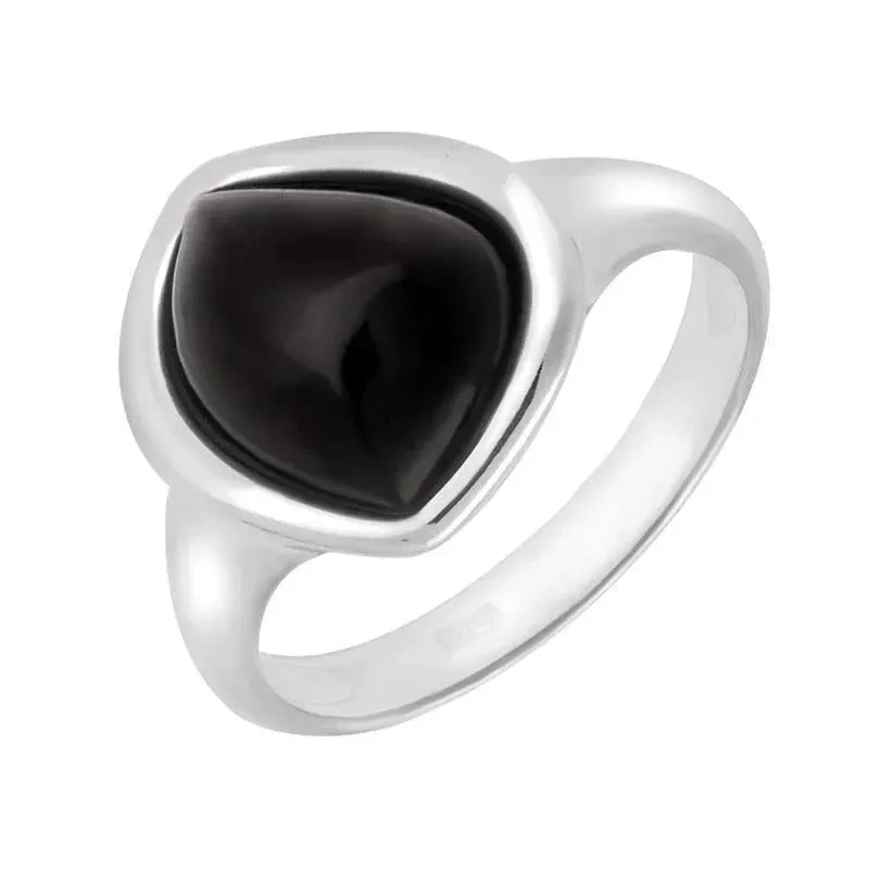 Sterling Silver Whitby Jet Acorn Shaped Ring sold by Jura Watches