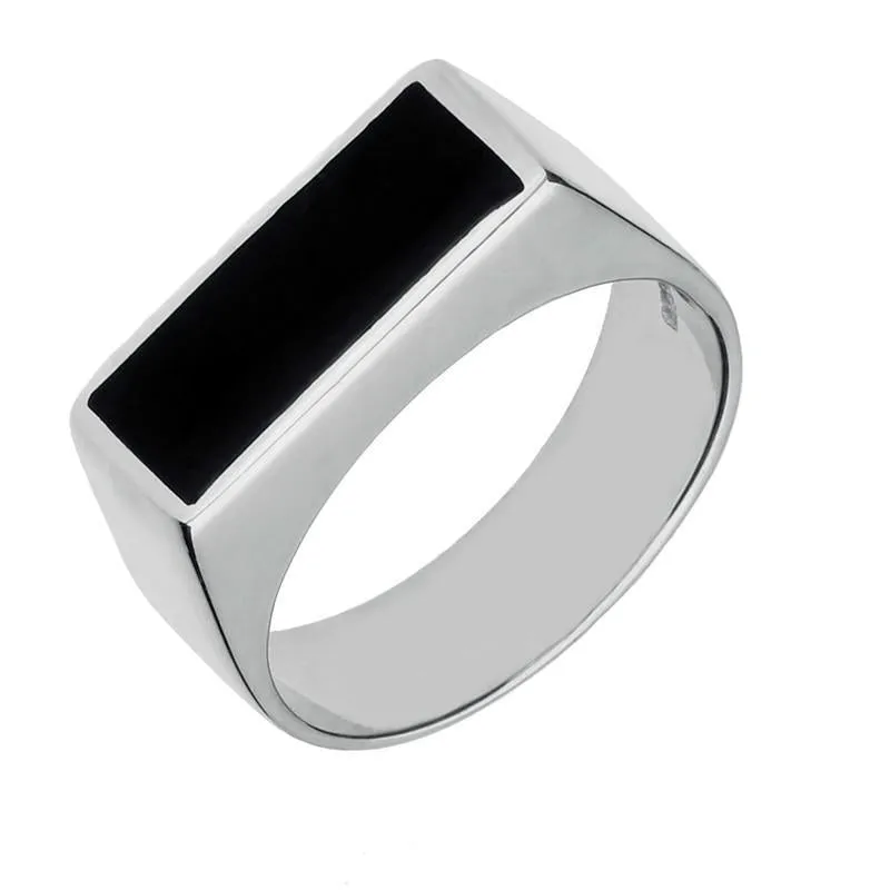 Sterling Silver Whitby Jet Oblong Flat Top Signet Ring sold by Jura Watches