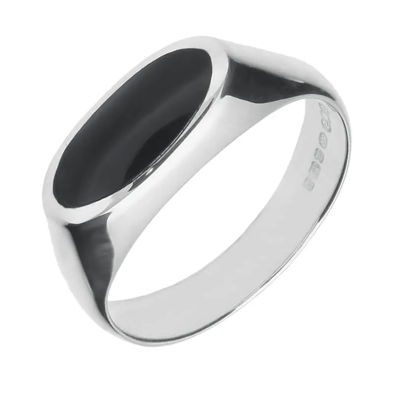 Sterling Silver Whitby Jet Heritage Oval Signet Ring sold by Jura Watches