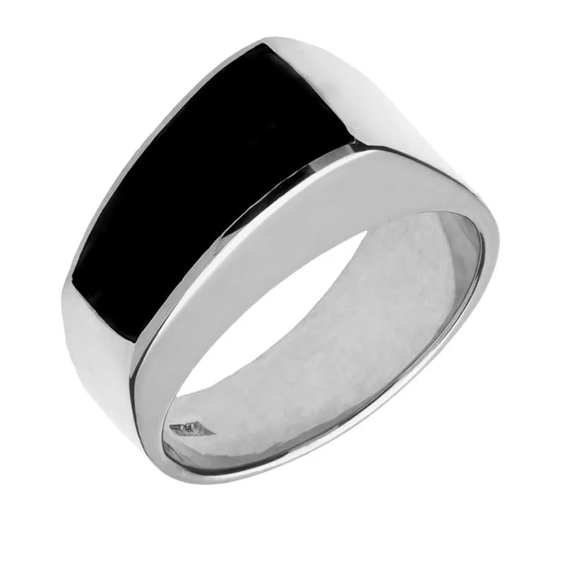 Sterling Silver Whitby Jet Tapered Band Ring sold by Jura Watches