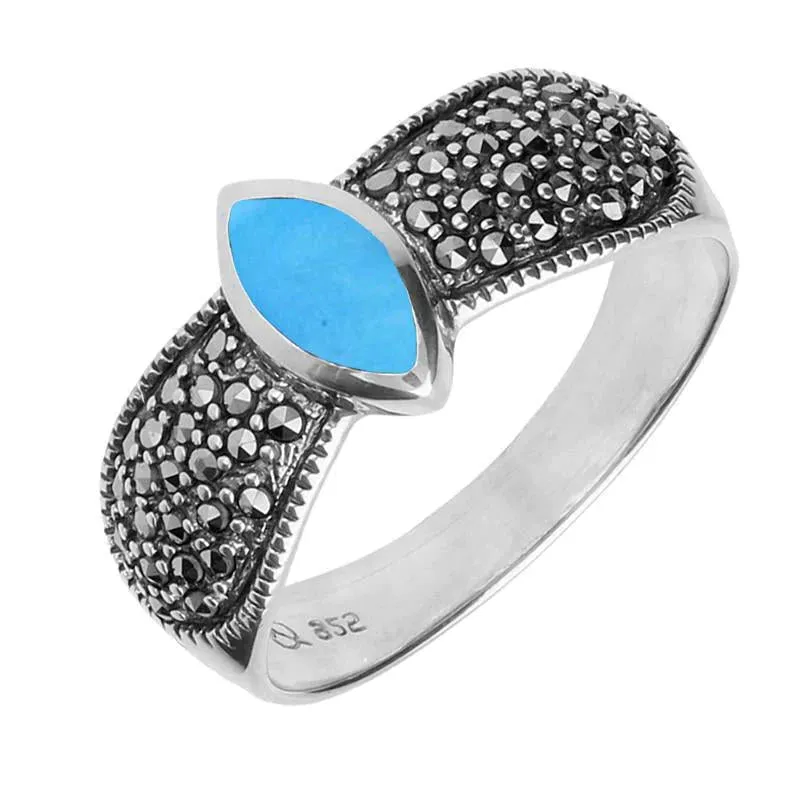 Sterling Silver Turquoise Marcasite Shoulder Ring sold by Jura Watches
