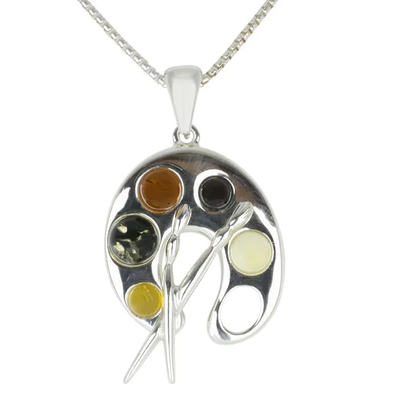 Sterling Silver Amber Paint Pallet Necklace sold by Jura Watches