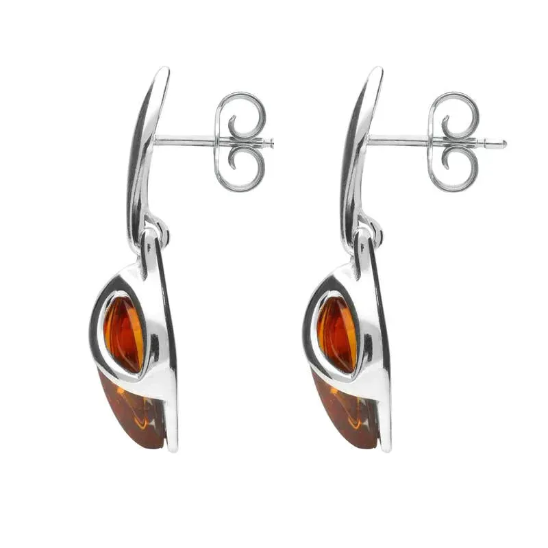 Sterling Silver Baltic Amber Leaf Drop Earrings sold by Jura Watches product image thumbnail 2