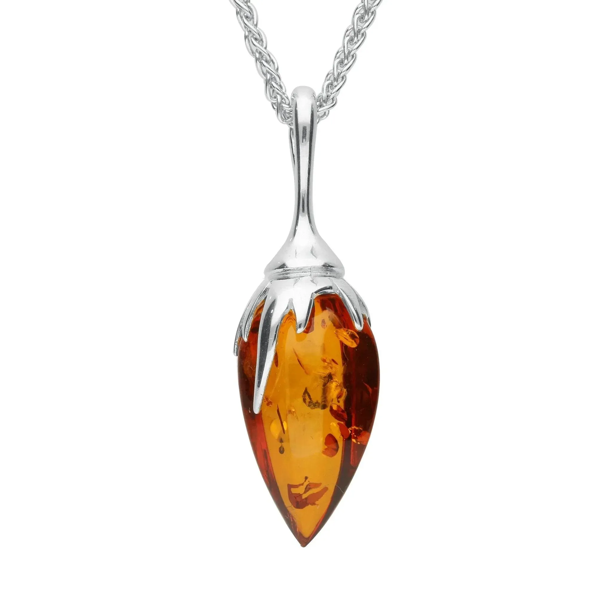 Sterling Silver Silver Amber Plant Bud Necklace sold by Jura Watches