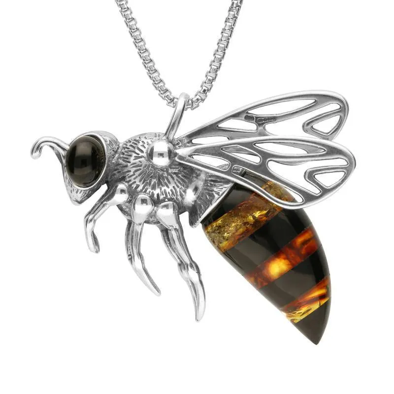 Sterling Silver Amber Large Bee Necklace sold by Jura Watches