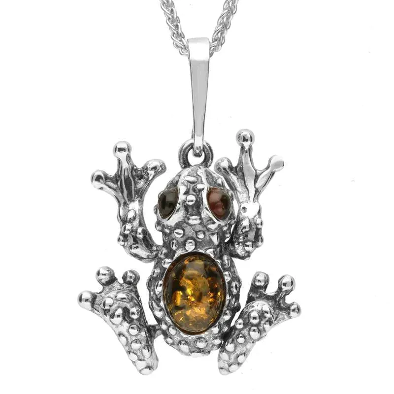Sterling Silver Amber Small Frog Necklace sold by Jura Watches