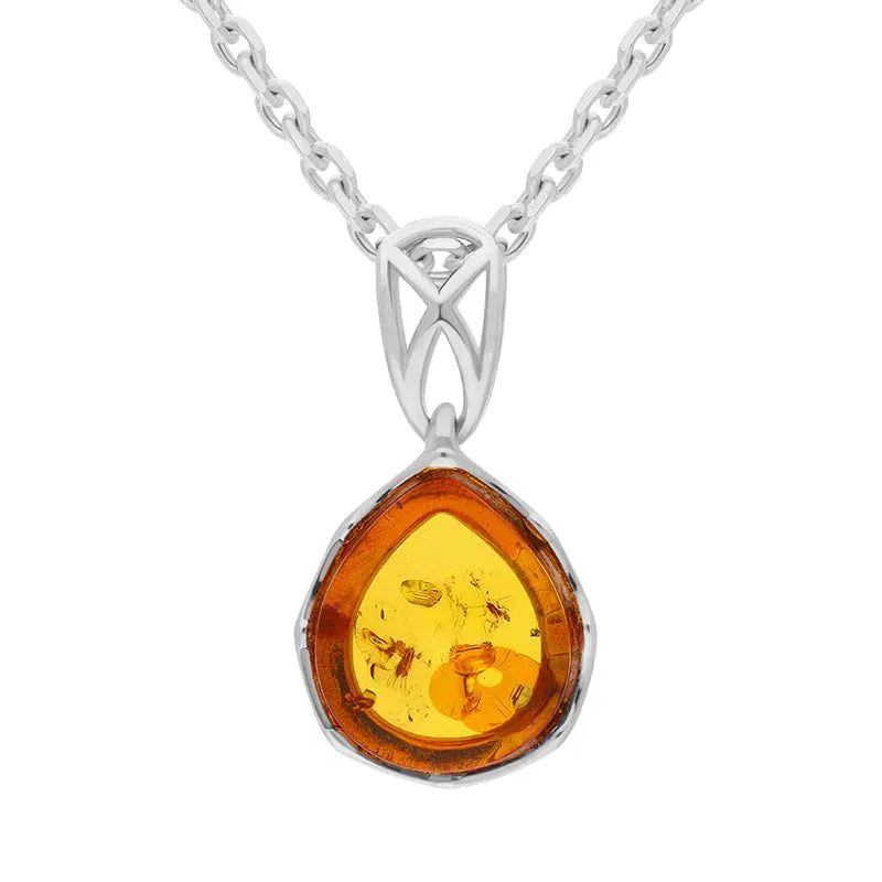 Sterling Silver Amber Small Pear Necklace sold by Jura Watches