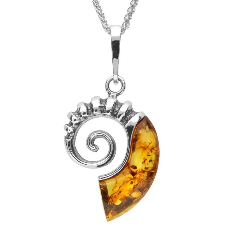 Sterling Silver Amber Small Shell Necklace sold by Jura Watches