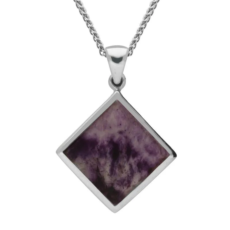 Sterling Silver Blue John Rhombus Necklace sold by Jura Watches