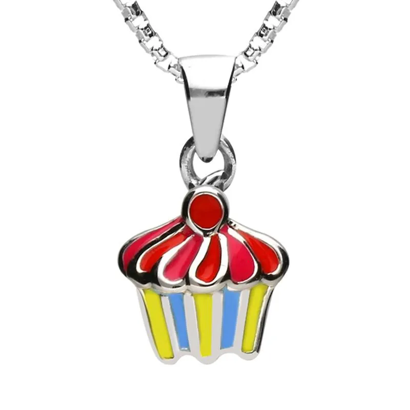 Sterling Silver NSPCC Enamel Multicoloured Cupcake Necklace D sold by Jura Watches