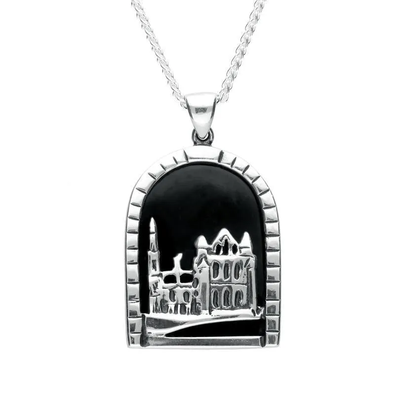 Sterling Silver Whitby Jet Abbey Necklace sold by Jura Watches