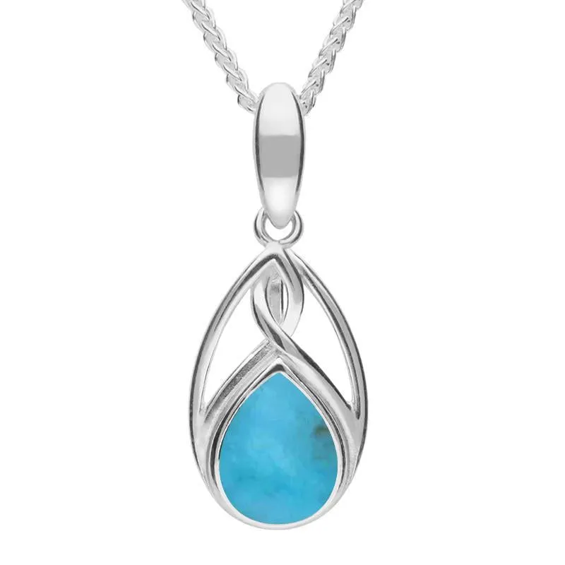 Sterling Silver Turquoise Small Pear Twist Celtic Necklace sold by Jura Watches