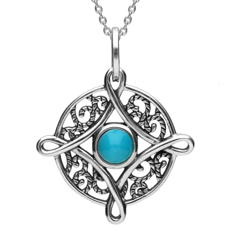 Sterling Silver Turquoise Detailed Four Point Cross Necklace sold by Jura Watches