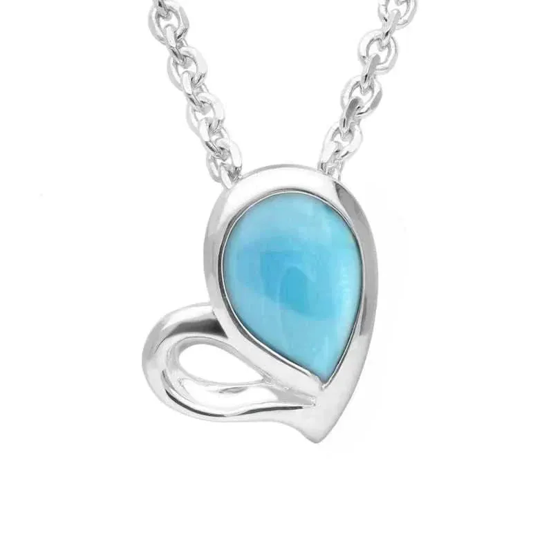 Sterling Silver Turquoise Half Filled Heart Necklace sold by Jura Watches