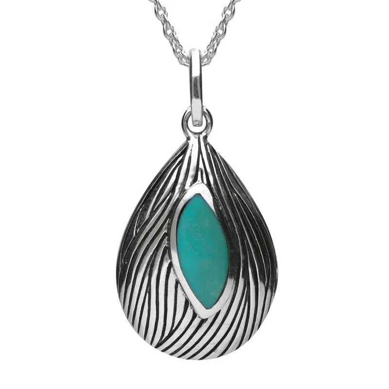 Sterling Silver Turquoise Wave Patterned Necklace sold by Jura Watches